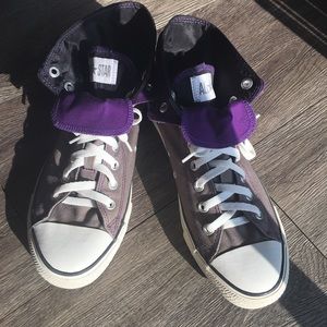 Converse shoes gray and purple hightop
